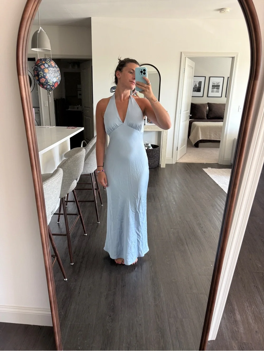 Abercrombie & Fitch Light Blue Halter Maxi Dress